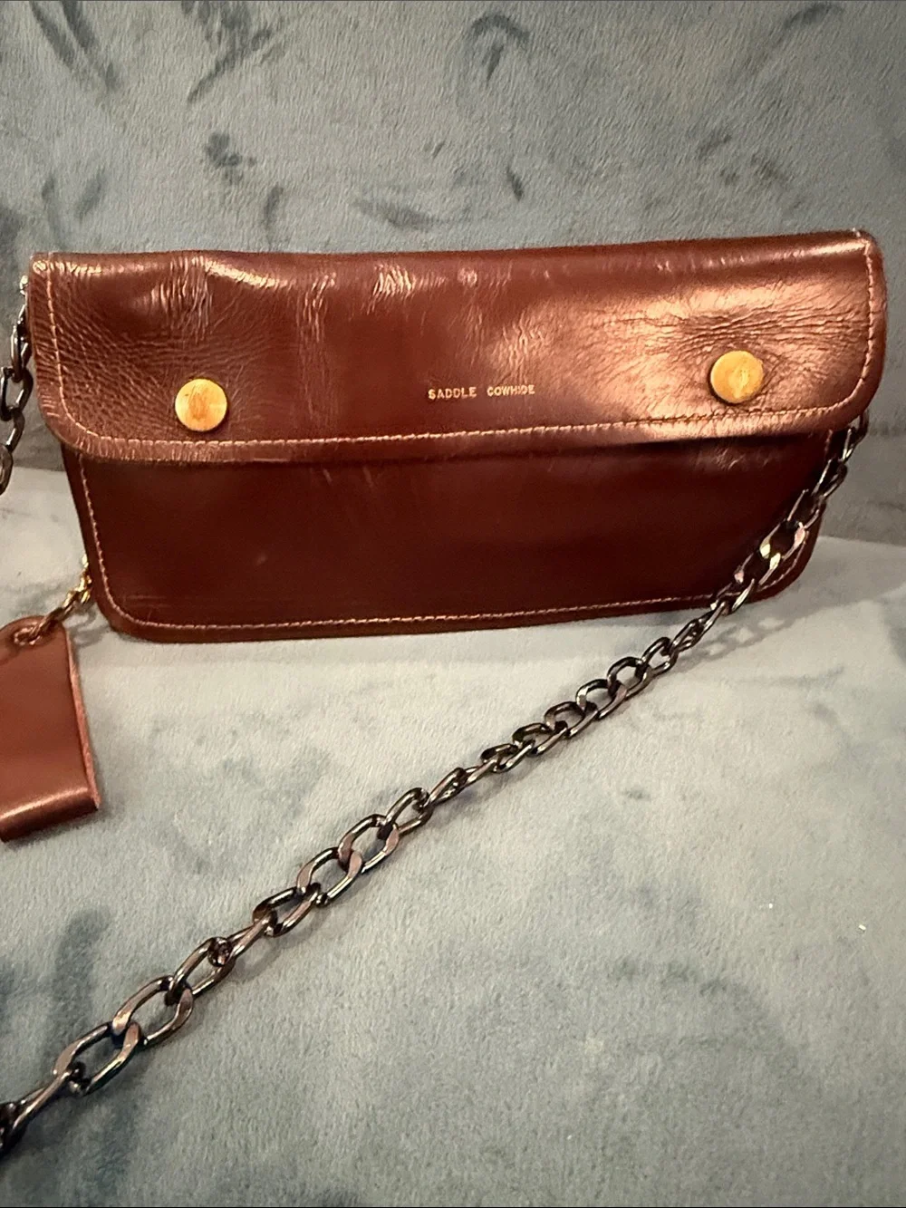 Saddle Cowhide Brown Leather Chain Crossbody